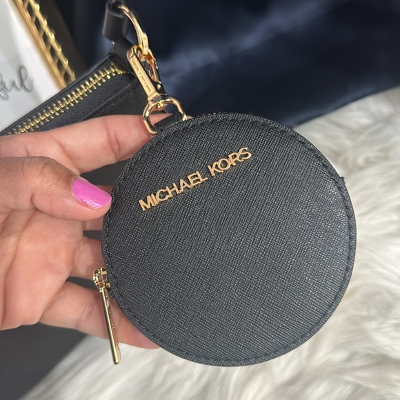 🖤Michael Kors Jet Set Black Leather Crossbody Tech Attachment Bag Wallet - Picture 12 of 12